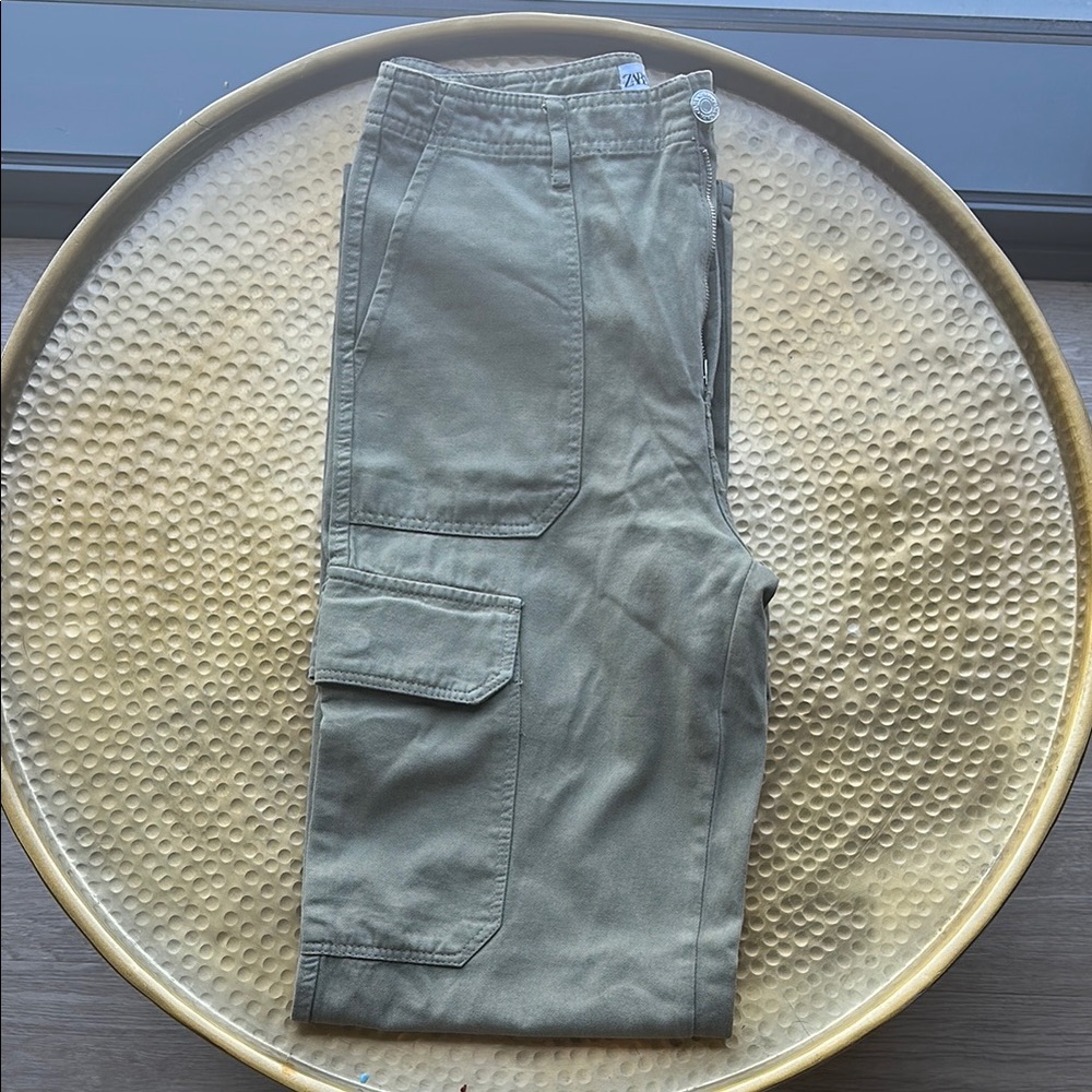 Zara Green Cargo Pants Cotton Blend